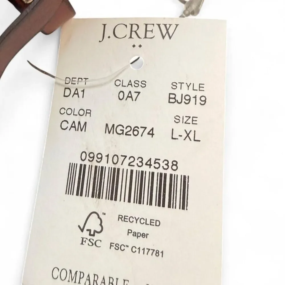 J.Crew NWT Brown Genuine Leather Belt Gold Oval Buckle Size L XL  1.25” Wide - Picture 2 of 7